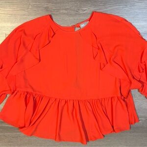 ASOS Vibrant Red Ruffle Blouse
